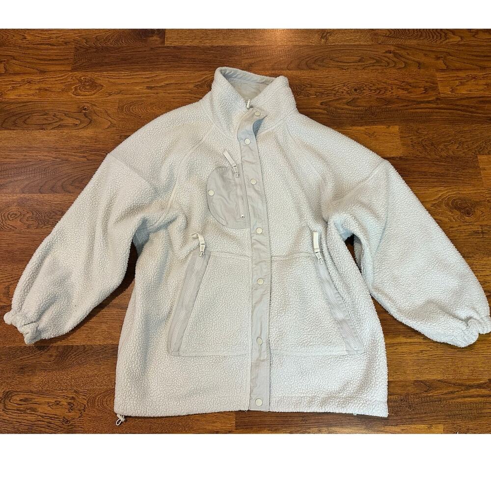 Free People Movement Off Grid Fleece Full Zip Jacket Women's Large Light Blue